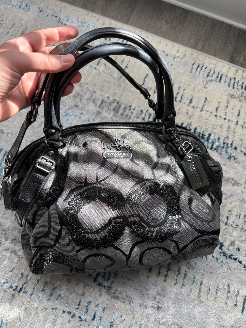 Coach Op Art Sequin Signature Satchel